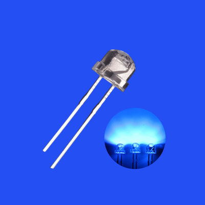 5mm 460 - 470nm Blue Color 500mcd - 800mcd 120deg Strawhat Shape Transparent Lens Diode Light