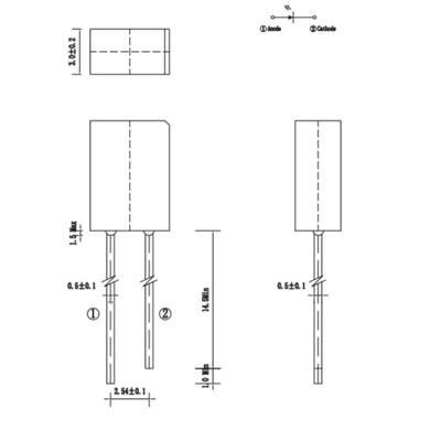 257 5.2x2.75x7.6mm Plastic Sealed Infrared Receiving Tube 840nm - 1100nm IR Dip LED Diode