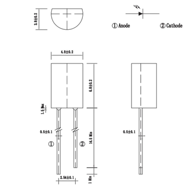 4.8x3.8x6.6mm IR Diode Plastic Sealed IR Receivers 400nm - 1100nm IR Dip LED For Security Sensors